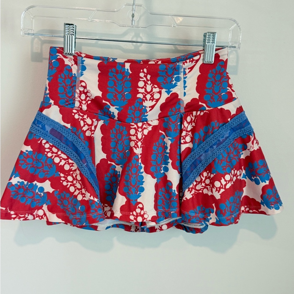 Free People Movement Red and Blue mini skort